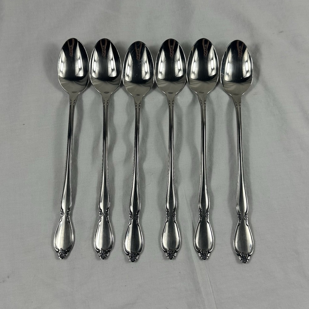 6 Oneida Community CHATELAINE stainless ICED TEA SPOONS Betty Crocker